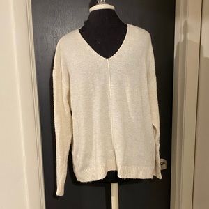 H&m Wool Blend Cream White V Neck Sweater